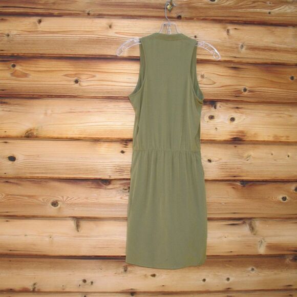 Tibi Olive Silk Faux Wrap Dress - Picture 6 of 9